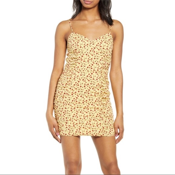 Row A Dresses & Skirts - Row A Floral Yellow Dress with Ruching: Eligible 3/$25